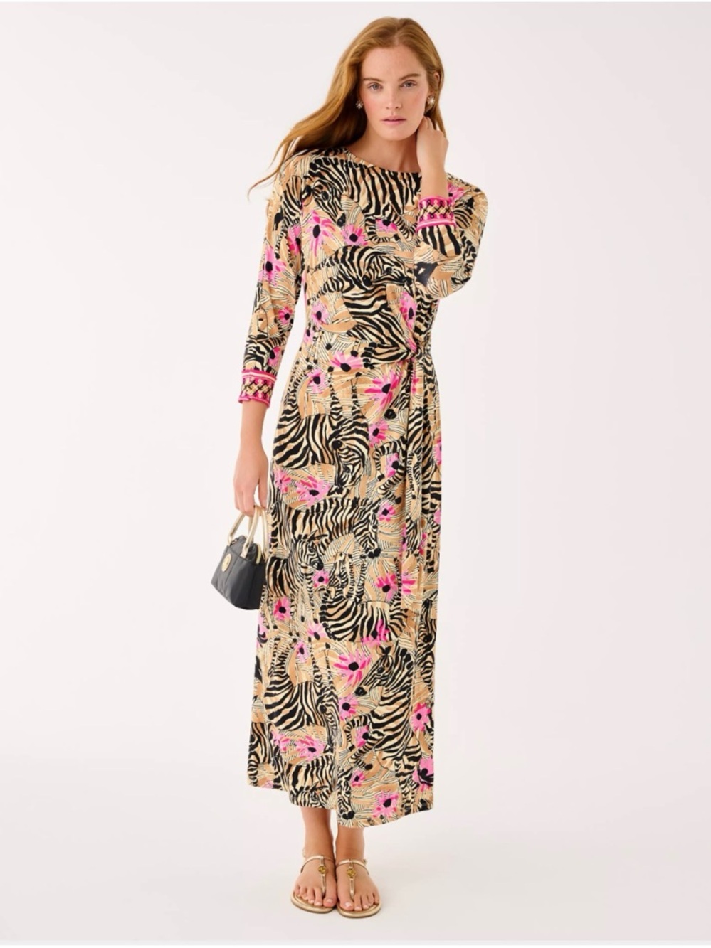 NWT Lilly Pulitzer XL Demy Dolman Sleeve Maxi Dress “Rutabaga El Morocco”